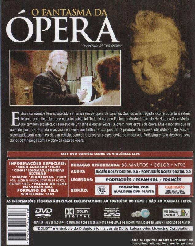 DVD O Fantasma Da Ópera História de Amor e Terror Original - NBO